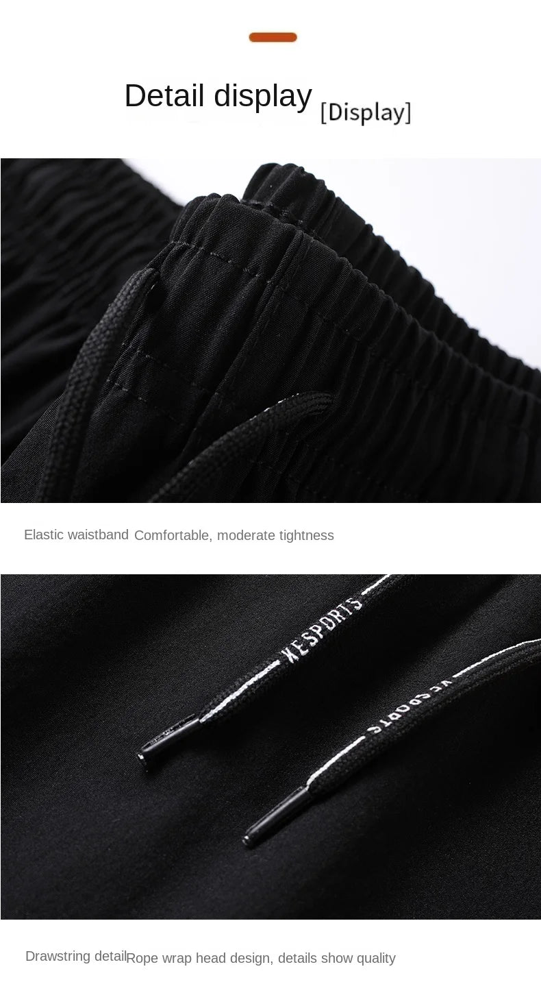 Casual pants men's versatile flat leg cropped pants straight leg pants new casual pants youth thin summer