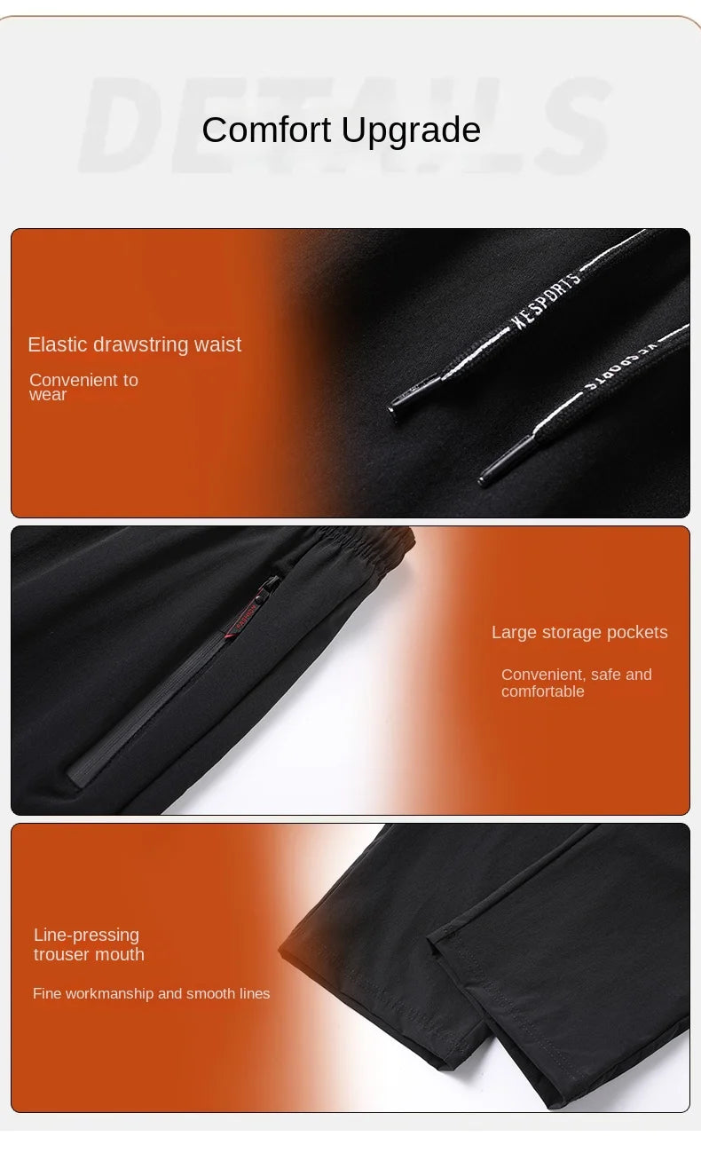 Casual pants men's versatile flat leg cropped pants straight leg pants new casual pants youth thin summer