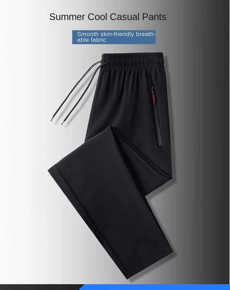 Casual pants men's versatile flat leg cropped pants straight leg pants new casual pants youth thin summer