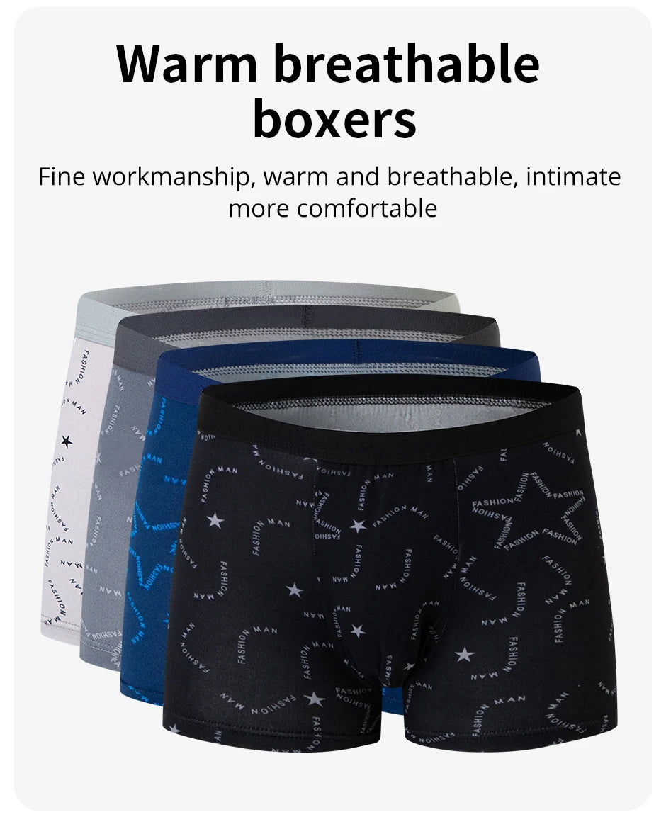 4/5Pcs European and American Size MEN'S Printed Fashion Boyshort Comfortable MEN'S Waist Plus Size Underwear Sexy Swimming Trunk